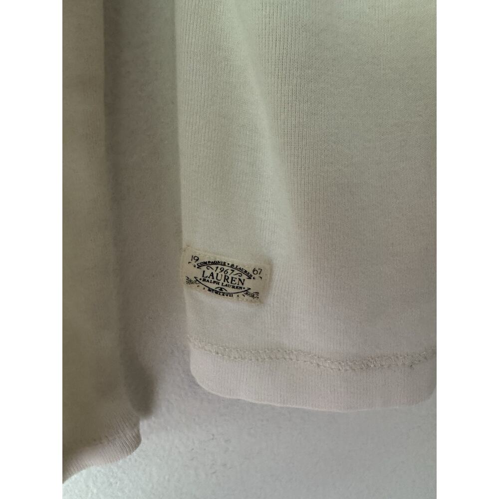 Ralph Lauren Ivory Lace Up Neck Long Sleeve Tshirt Medium - Picture 4 of 7